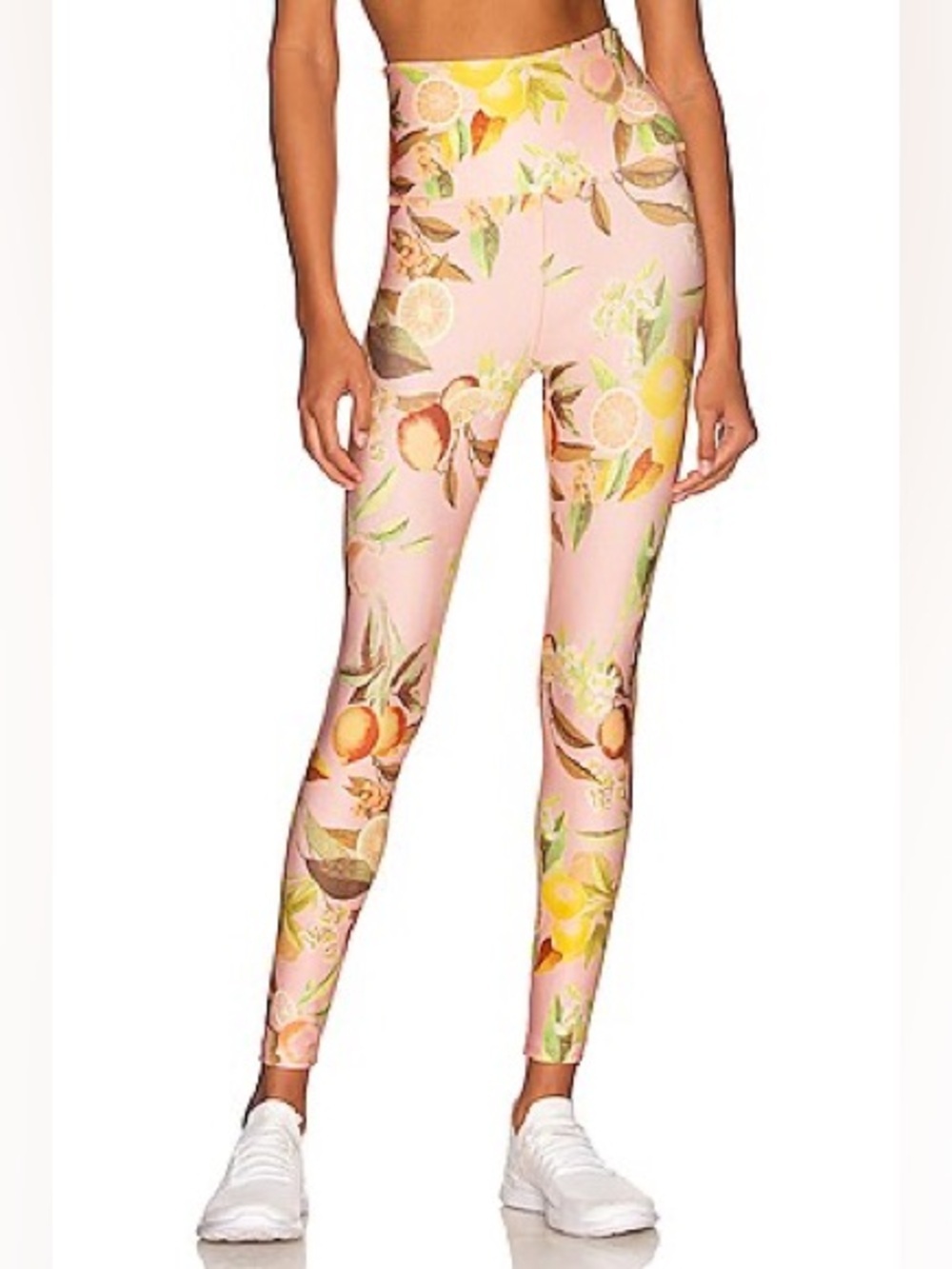 NWOT Beyond Yoga High Waisted Midi Legging Pink Lemonade Print Women’s Medium